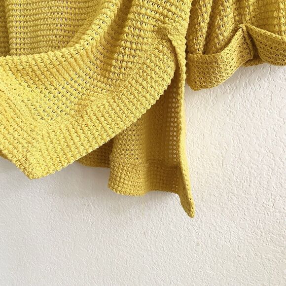 Umgee Women’s Tunic Top Yellow Waffle Knit Cuffed Sleeve Boho Small - Picture 3 of 8